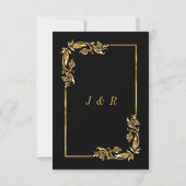 Faire-part de mariage à feuilles dorées encadrées (Dos)