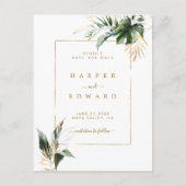 Faire-Part de Mariage à Feuilles Tropicales Or (Devant)