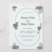 Faire-part de mariage à feuilles vertes tropicales (Devant)