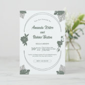 Faire-part de mariage à feuilles vertes tropicales (Debout devant)