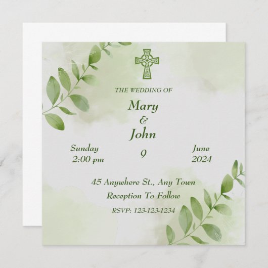 Faire-part de mariage à fleurs (Devant / Derrière)