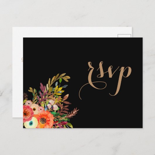 Faire-part de mariage à fleurs aquarelles lumineus (Devant / Derrière)