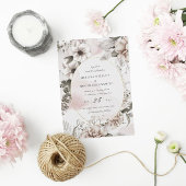 faire-part de mariage à fleurs argentées rustiques