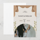 faire-part de mariage à fleurs beige (Devant / Derrière)