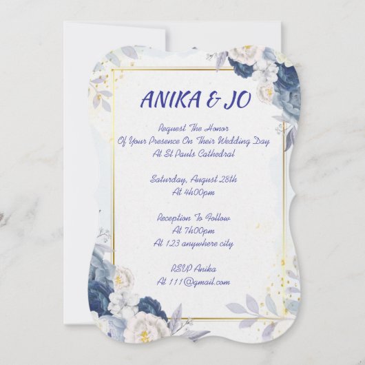 faire-part de mariage à fleurs blanches (Devant)
