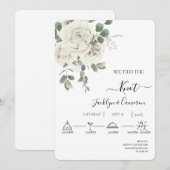 Faire-part de mariage à fleurs blanches (Devant / Derrière)