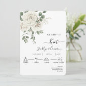 Faire-part de mariage à fleurs blanches (Debout devant)