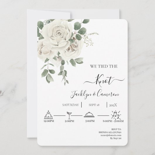 Faire-part de mariage à fleurs blanches (Devant)