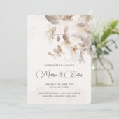 Faire-part de mariage à fleurs blanches (Debout devant)