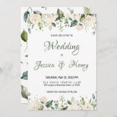 Faire-part de mariage à fleurs blanches (Devant / Derrière)