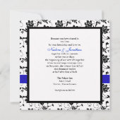 Faire-part de mariage à fleurs bleu (Dos)