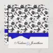 Faire-part de mariage à fleurs bleu (Devant / Derrière)