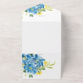 Faire-part de mariage à fleurs bleu aquarelle (Dehors)