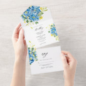Faire-part de mariage à fleurs bleu aquarelle (Déchirure)