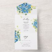 Faire-part de mariage à fleurs bleu aquarelle (À l'intérieur)