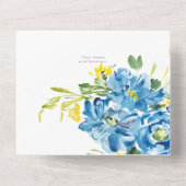 Faire-part de mariage à fleurs bleu aquarelle (Verso)