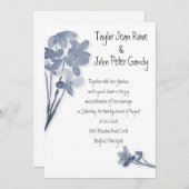 Faire-part de mariage à fleurs bleu doux (Devant / Derrière)