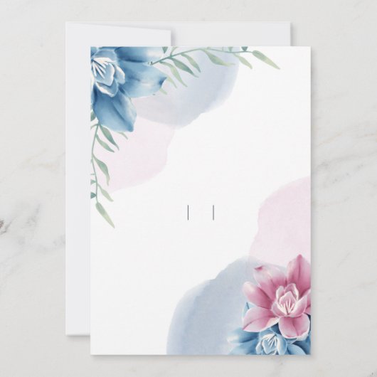 Faire-part de mariage à fleurs bleues (Dos)