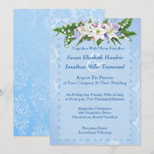 Faire-part de mariage à fleurs bleues (Devant / Derrière)