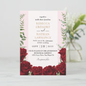 faire-part de mariage à fleurs bordeaux (Debout devant)