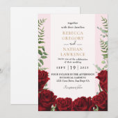 faire-part de mariage à fleurs bordeaux (Devant / Derrière)