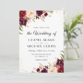 faire-part de mariage à fleurs bordeaux (Debout devant)