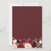 faire-part de mariage à fleurs bordeaux rustique (Dos)