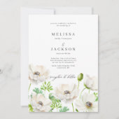 Faire-part de mariage à fleurs d'anémones blanches (Devant)