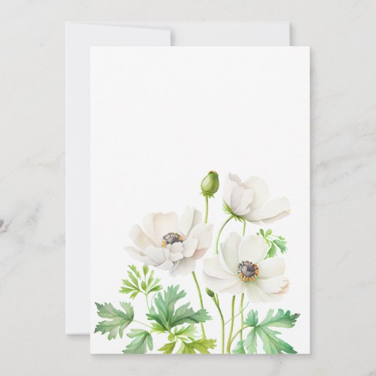 Faire-part de mariage à fleurs d'anémones blanches (Dos)