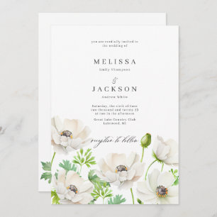 Faire-part de mariage à fleurs d'anémones blanches