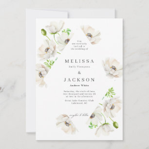 Faire-part de mariage à fleurs d'anémones blanches