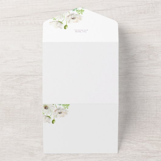Faire-part de mariage à fleurs d'anémones blanches (Dehors)