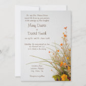 Faire-part de mariage à fleurs de bois blanc (Devant)