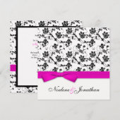 Faire-part de mariage à fleurs de cabot rose (Devant / Derrière)