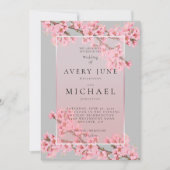 Faire-part de mariage à fleurs de cerisier rose su (Devant)