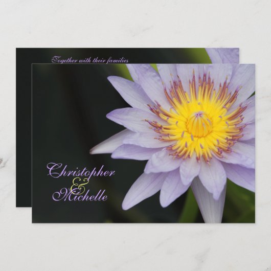 Faire-part de mariage à fleurs de lotus pourpre (Devant / Derrière)