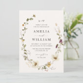 faire-part de mariage à fleurs fleur sauvage rusti (Debout devant)