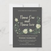 Faire-part de mariage à fleurs foncées de style Ar (Devant)