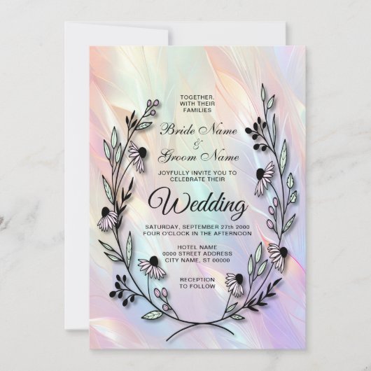 Faire-part de mariage à fleurs minimal (Devant)