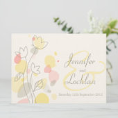 Faire-part de mariage à fleurs modernes graphiques (Debout devant)