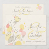 Faire-part de mariage à fleurs modernes graphiques (Devant / Derrière)