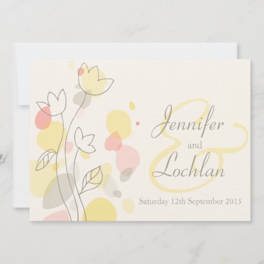 Faire-part de mariage à fleurs modernes graphiques (Devant)