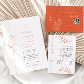 Faire-part de mariage à fleurs orange vive moderne