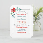 Faire-part de mariage à fleurs peintes à la main r (Debout devant)