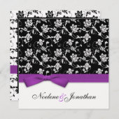 Faire-part de mariage à fleurs pourpre (Devant / Derrière)