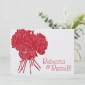 Faire-part de mariage à fleurs Red Peony (Debout devant)