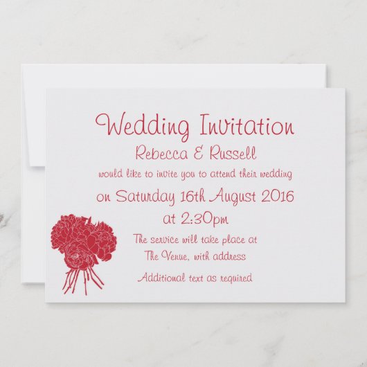 Faire-part de mariage à fleurs Red Peony (Dos)