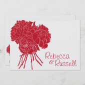 Faire-part de mariage à fleurs Red Peony (Devant / Derrière)