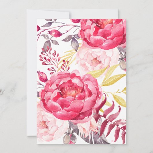 Faire-part de mariage à fleurs rose Aquarelle (Dos)