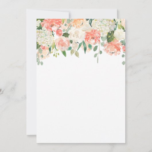 Faire-part de mariage à fleurs rose et blanc (Dos)